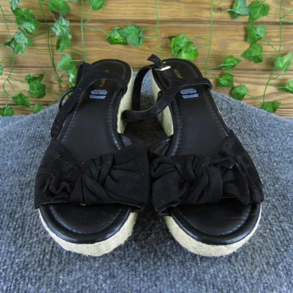 Liz Claiborne Women Brooklyn Espadrille Ankle Strap Black Synthetic Sz 11 Medium